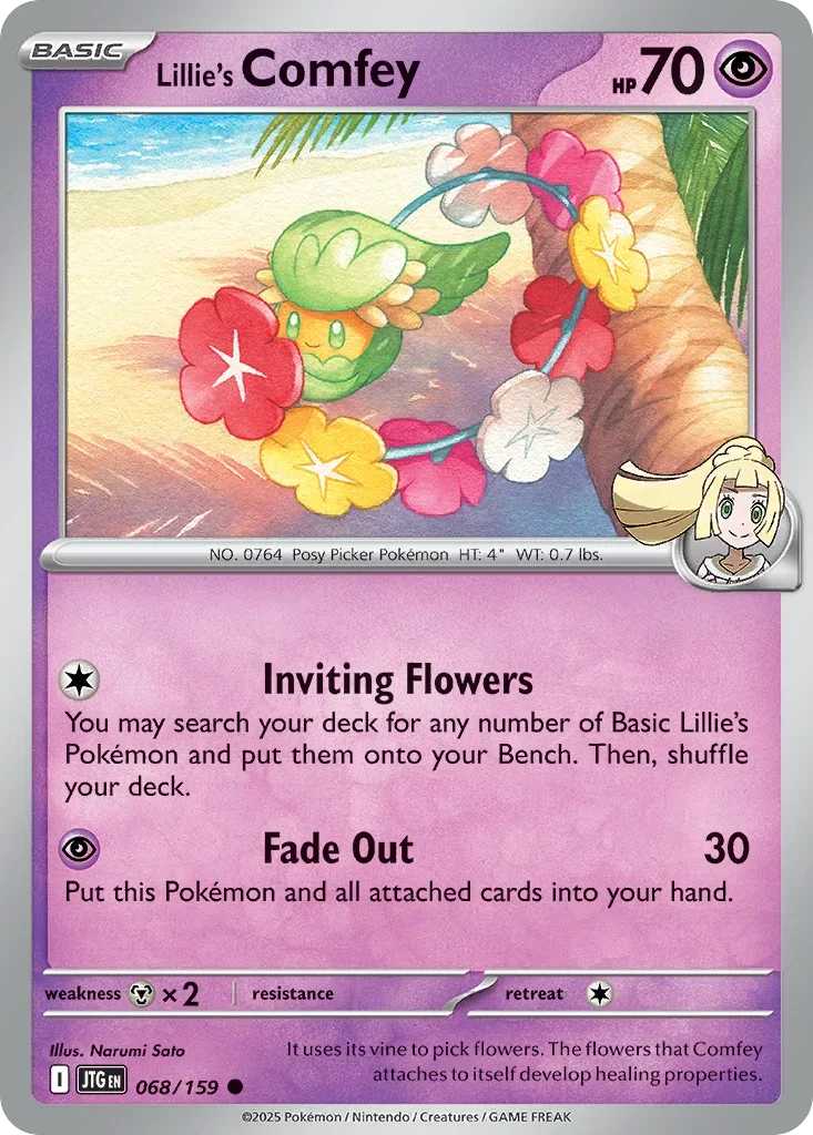 Lillie's Comfey 68 Pokémon card from JTG set