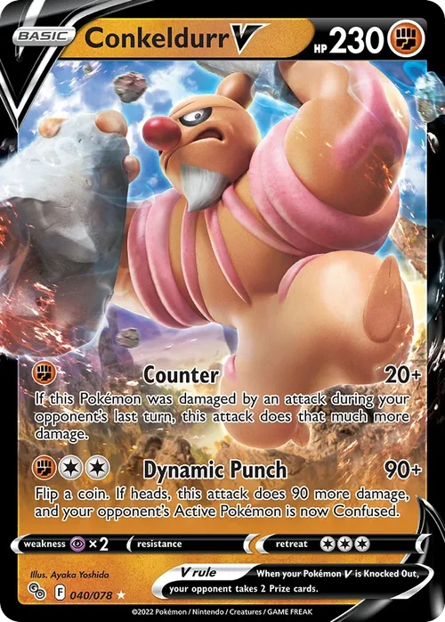 Conkeldurr V 40 Pokemon card from Pokemon GO set