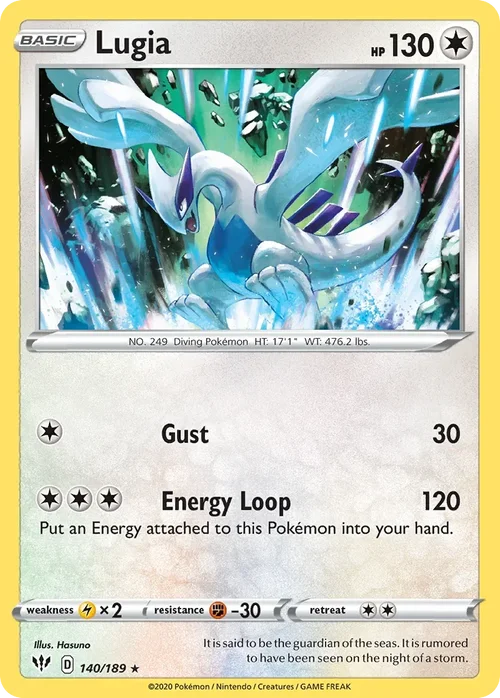 Lugia 140 Pokemon card from Darkness Ablaze set