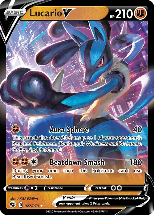 Lucario V 27 Pokemon card from Champion's Path set