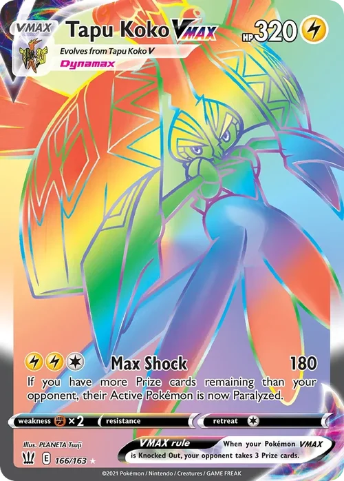 Tapu Koko VMAX 166 Pokemon card from Battle Styles set