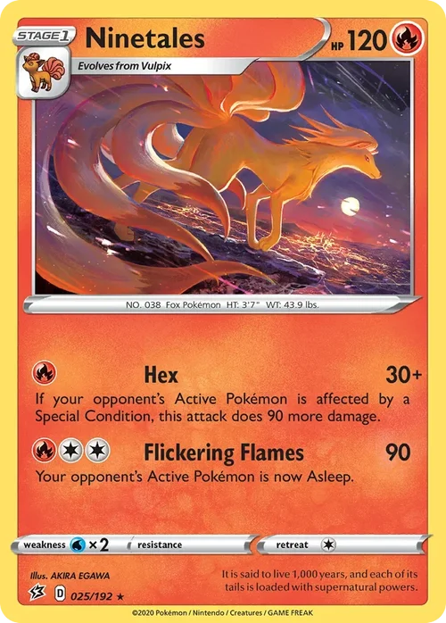 Ninetales 25 Pokemon card from Rebel Clash set