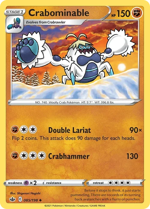 Crabominable 85 Pokemon card from Chilling Reign set