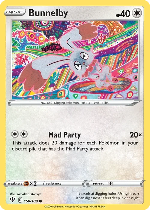 Bunnelby 150 Pokemon card from Darkness Ablaze set