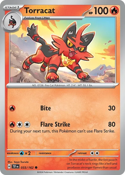 Torracat 33 Pokemon card from Temporal Forces set