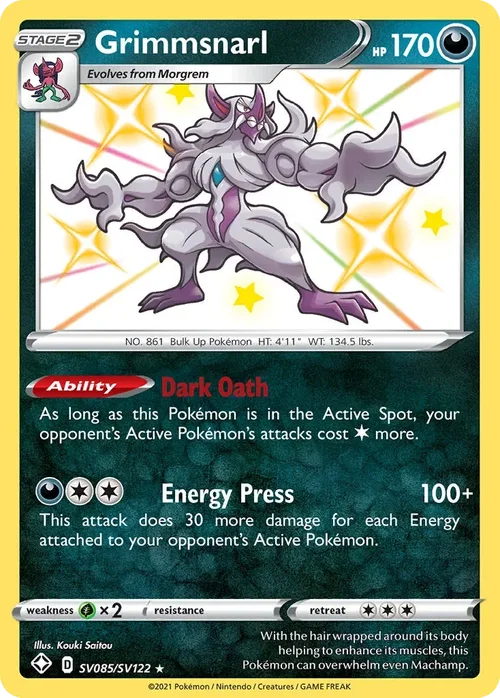Grimmsnarl SV085 Pokemon card from Shining Fates set
