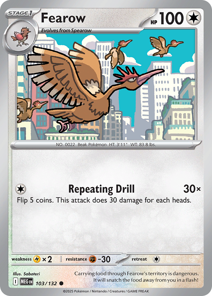 Fearow 103 Pokemon card from Mega Evolution set
