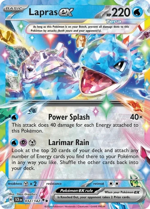 Lapras ex 32 Pokemon card from Stellar Crown set