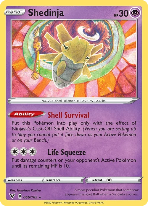 Shedinja 66 Pokemon card from Vivid Voltage set