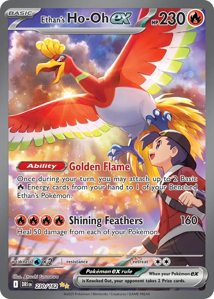 Ethan's Ho-Oh ex 230 Pokemon card from Destined Rivals set
