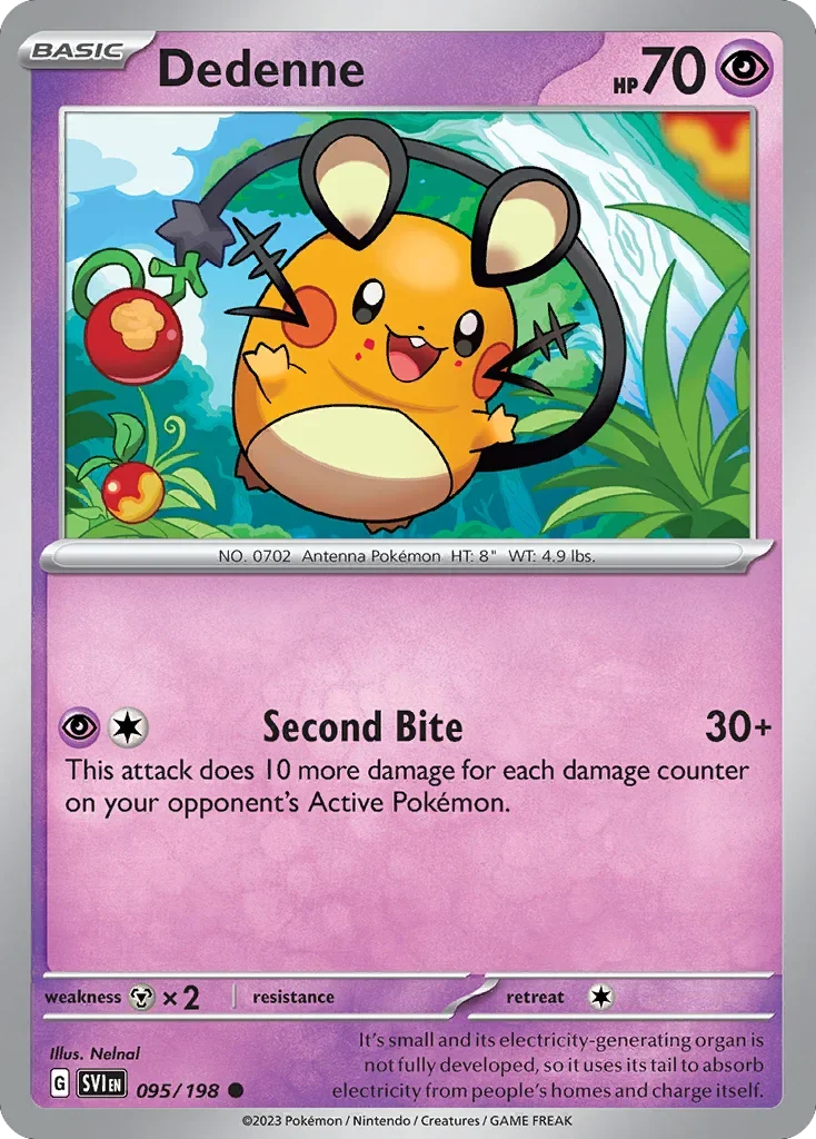 Dedenne 95 Pokemon card from Scarlet & Violet set