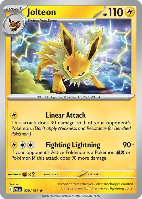 Jolteon 29 Pokemon card from Prismatic Evolutions set
