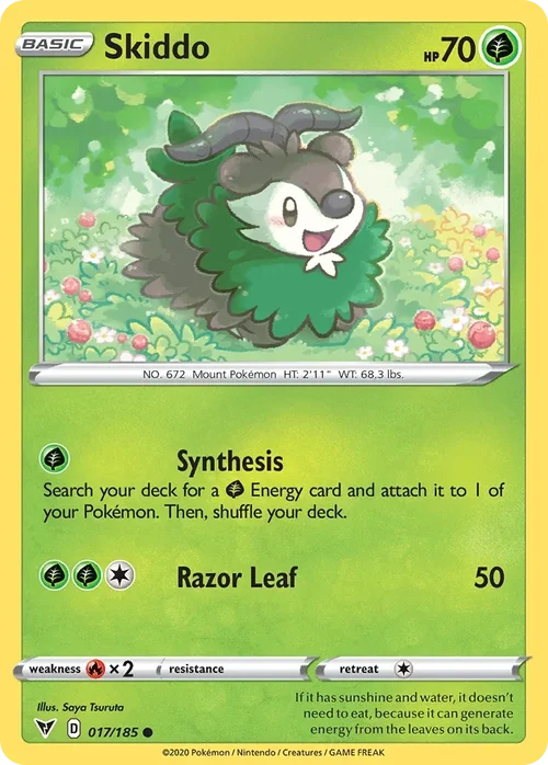 Skiddo 17 Pokemon card from Vivid Voltage set