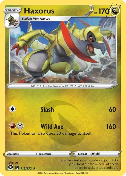 Haxorus 112 Pokemon card from Brilliant Stars set