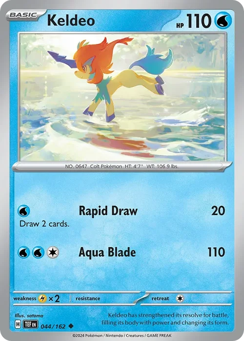 Keldeo 44 Pokemon card from Temporal Forces set
