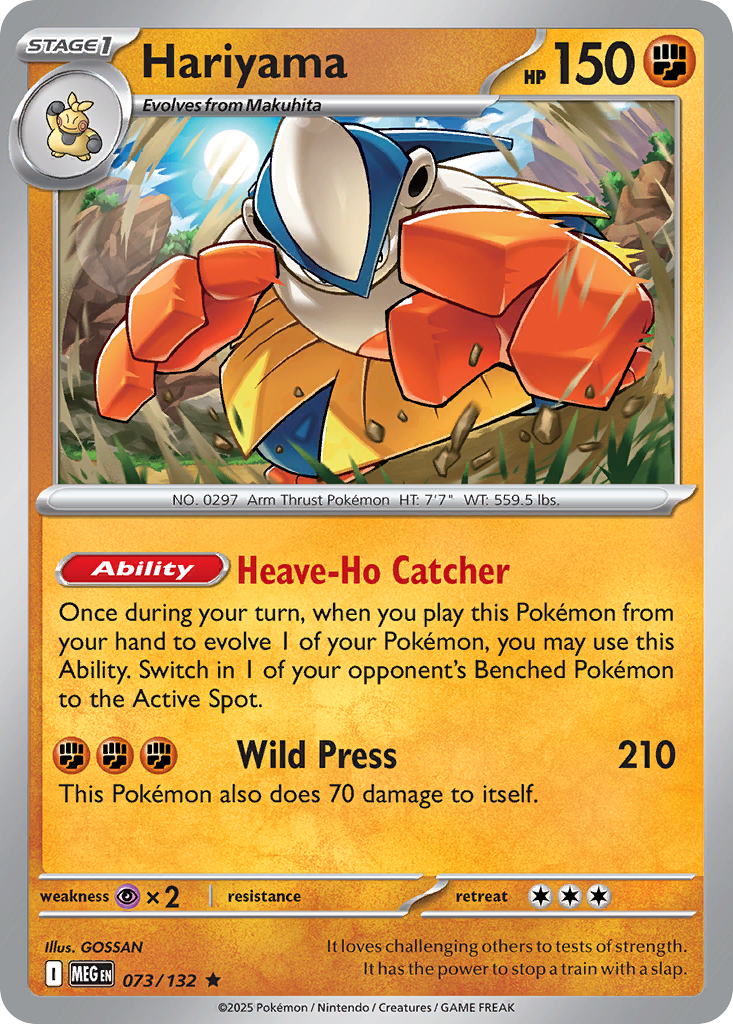 Hariyama 73 Pokemon card from Mega Evolution set
