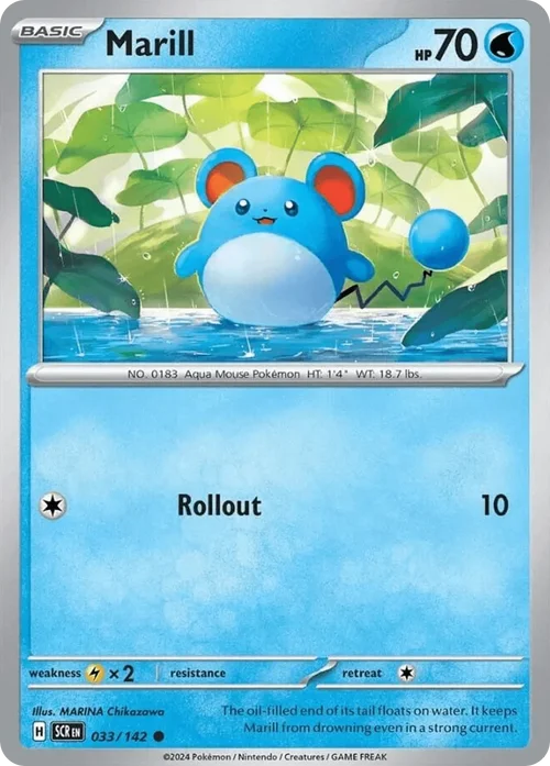 Marill 33 Pokemon card from Stellar Crown set