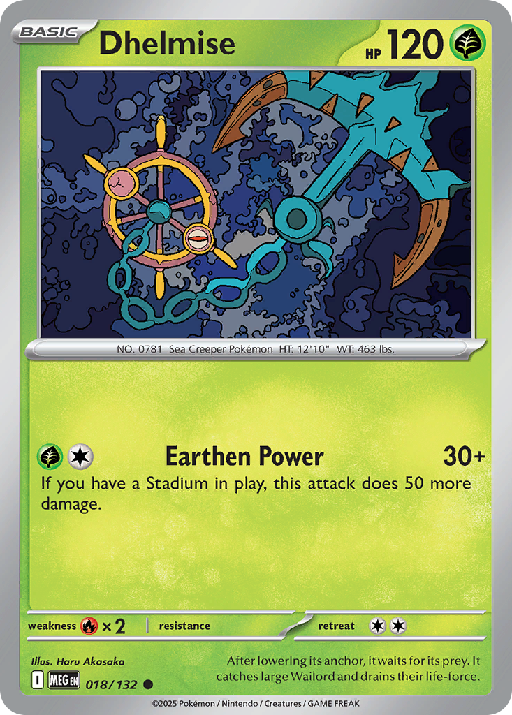 Dhelmise 18 Pokemon card from Mega Evolution set