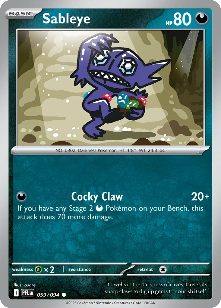 Sableye 59 Pokémon card from Phantasmal Flames set
