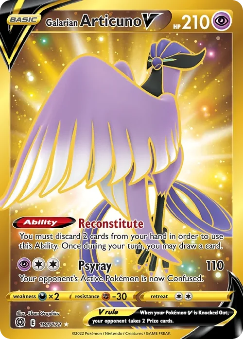 Galarian Articuno V 181 Pokemon card from Brilliant Stars set