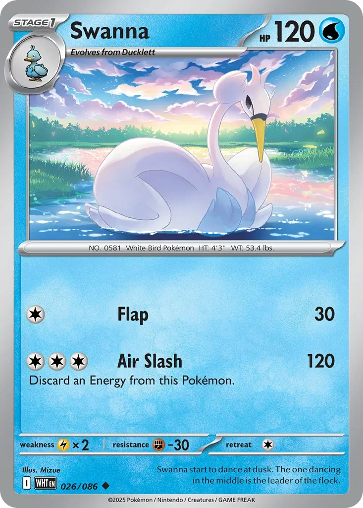 Swanna 26 Pokemon card from White Flare set