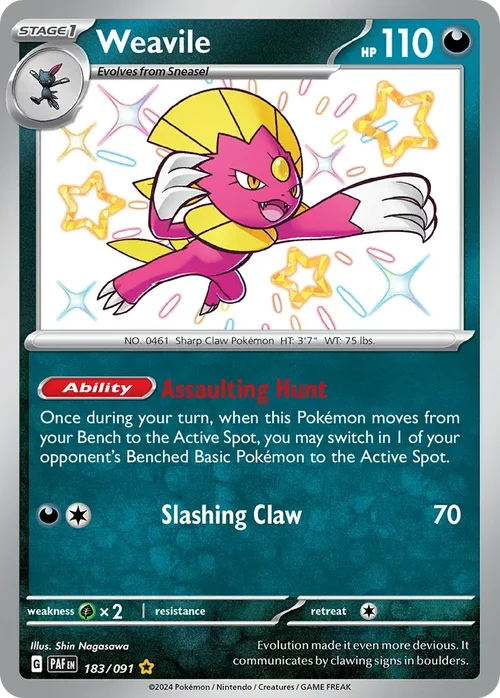 Weavile 183 Pokemon card from Paldean Fates set