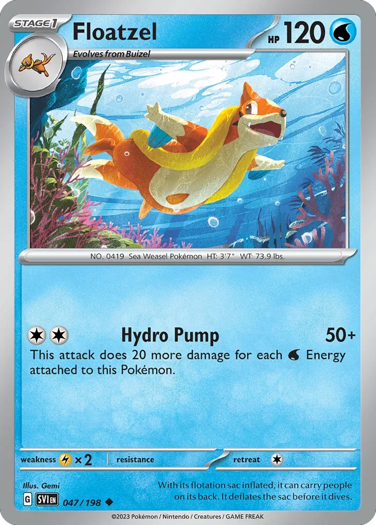 Floatzel 47 Pokemon card from Scarlet & Violet set
