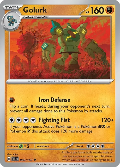 Golurk 88 Pokemon card from Temporal Forces set