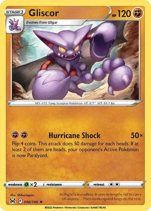 Gliscor 96 Pokemon card from Lost Origin set