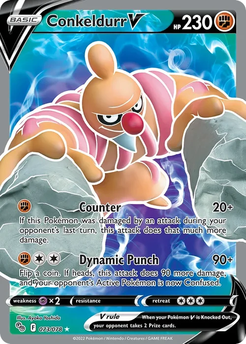 Conkeldurr V 73 Pokemon card from Pokemon GO set