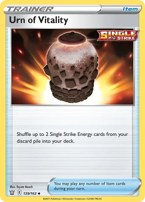 Urn of Vitality 139 Pokemon card from Battle Styles set