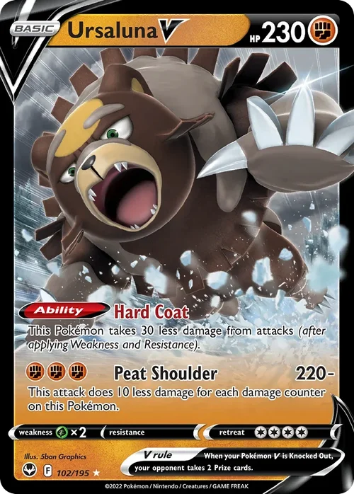 Ursaluna V 102 Pokemon card from Silver Tempest set