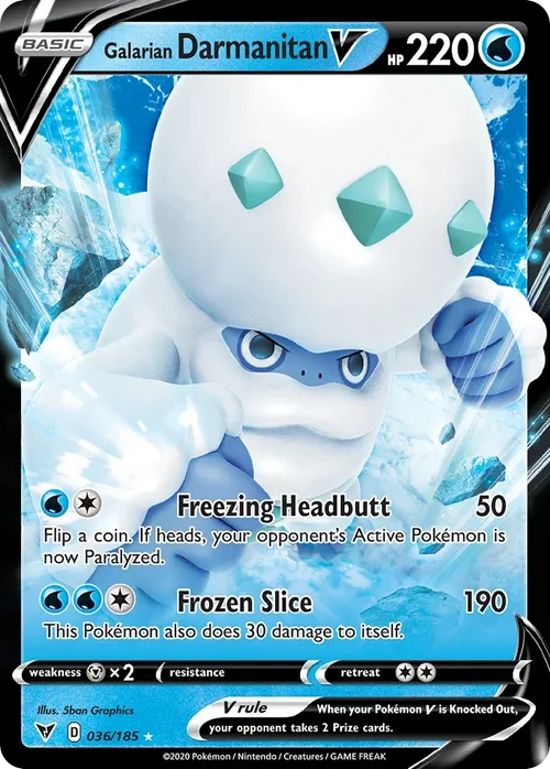 Galarian Darmanitan V 36 Pokemon card from Vivid Voltage set