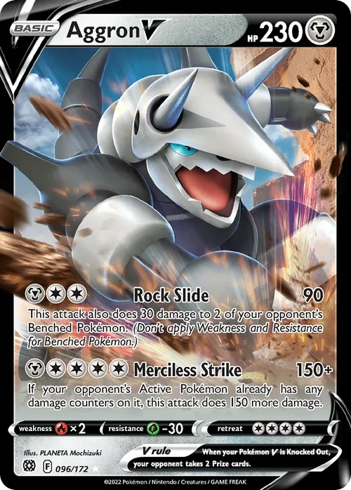 Aggron V 096 Pokemon card from Brilliant Stars set