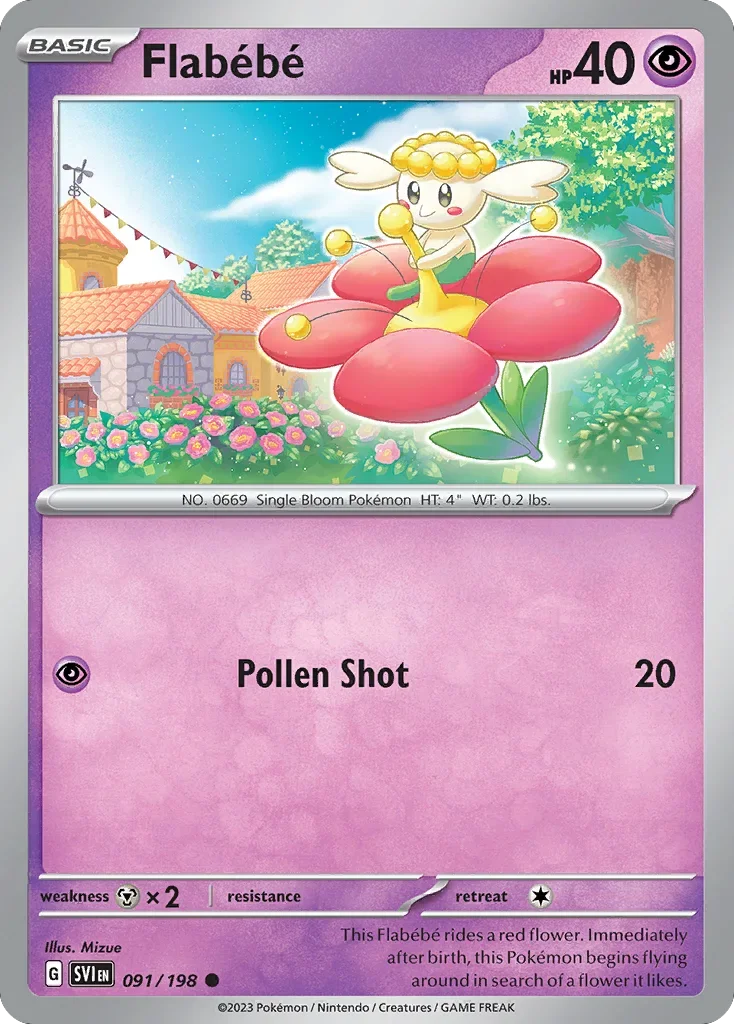 Flabébé 91 Pokemon card from Scarlet & Violet set