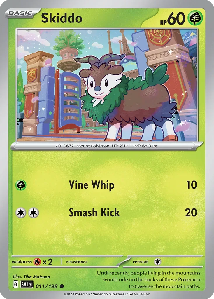 Skiddo 11 Pokemon card from Scarlet & Violet set
