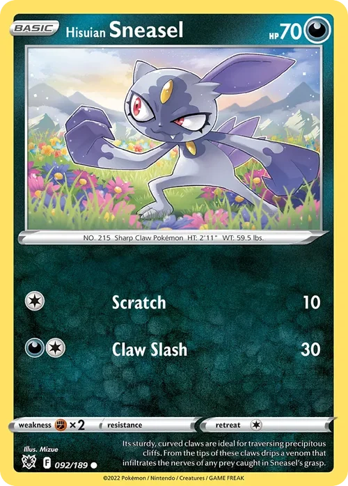 Hisuian Sneasel 092 Pokémon card from Astral Radiance set