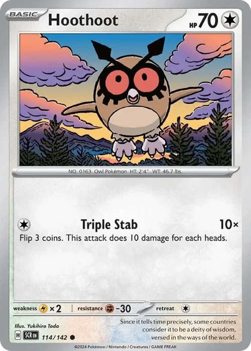 Hoothoot 114 Pokemon card from Stellar Crown set