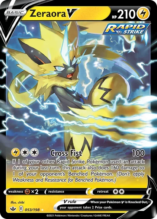 Zeraora V 53 Pokemon card from Chilling Reign set