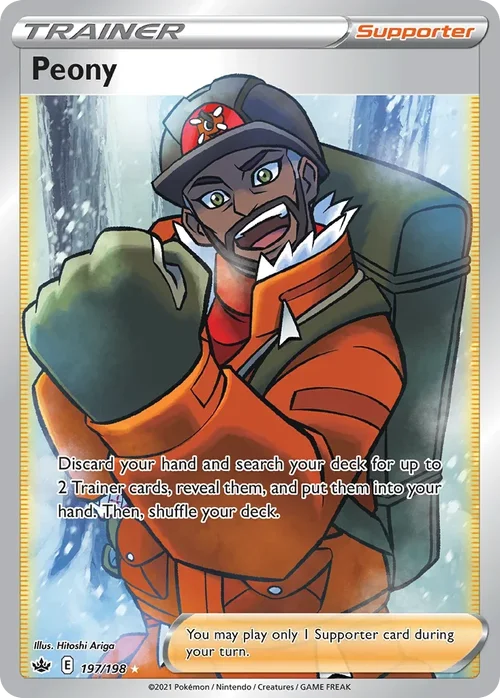 Peony 197 Pokemon card from Chilling Reign set