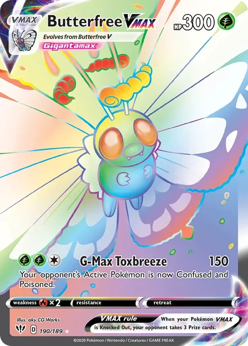 Butterfree VMAX 190 Pokemon card from Darkness Ablaze set