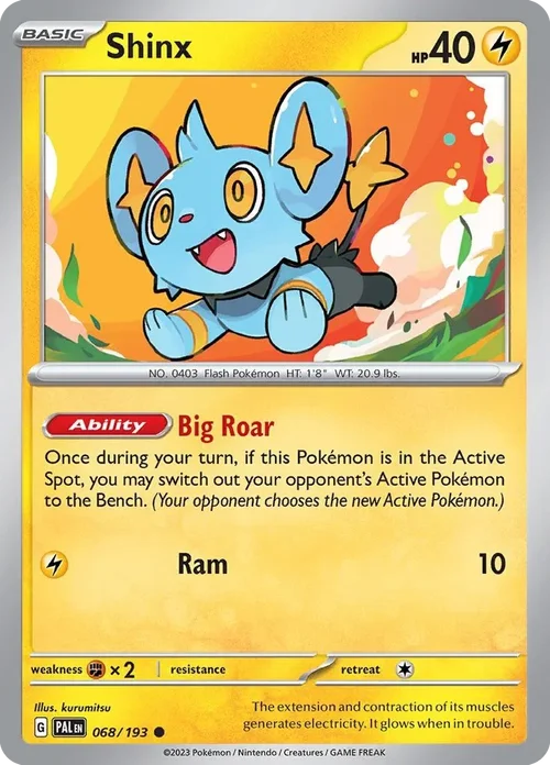 Shinx 68 Pokemon card from Paldea Evolved set