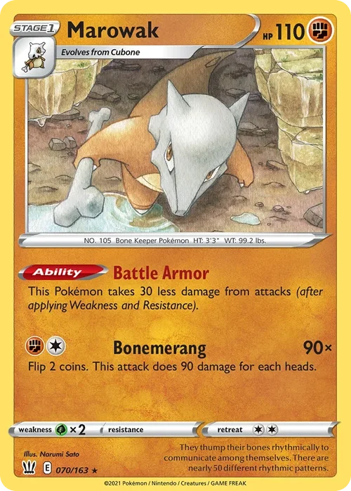 Marowak 70 Pokemon card from Battle Styles set