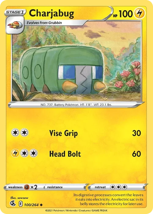 Charjabug 100 Pokemon card from Fusion Strike set