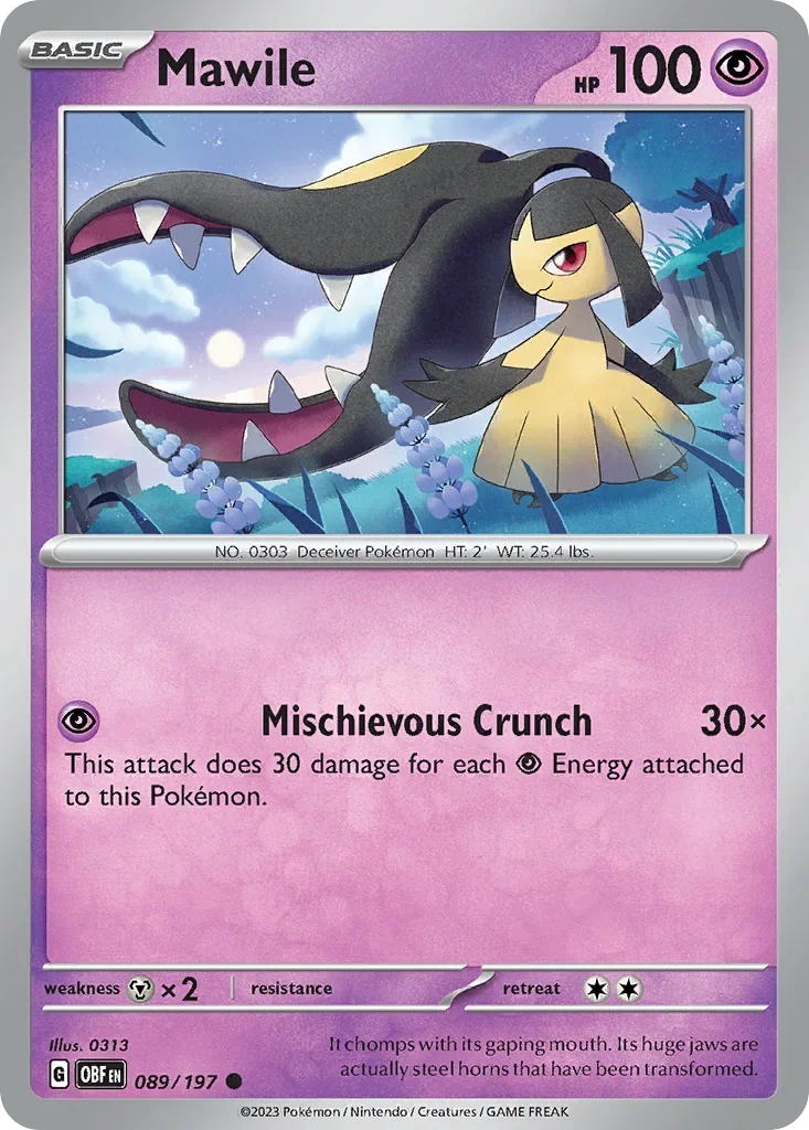 Mawile 89 Pokémon card from Obsidian Flames set