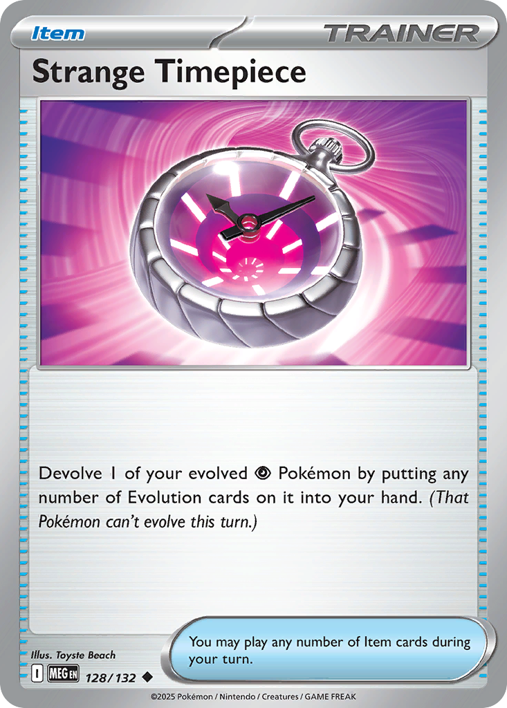 Strange Timepiece 128 Pokemon card from Mega Evolution set