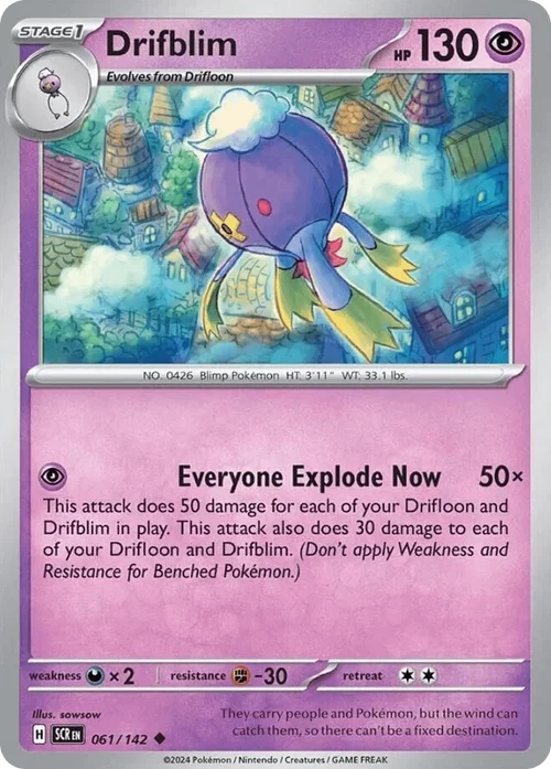 Drifblim 61 Pokemon card from Stellar Crown set