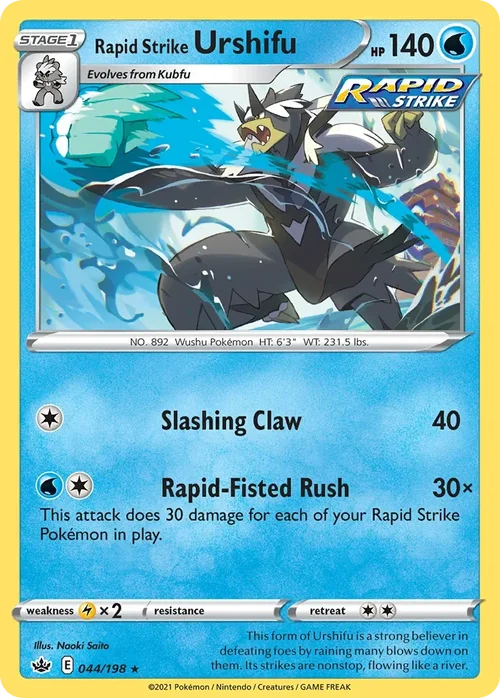 Rapid Strike Urshifu 44 Pokemon card from Chilling Reign set