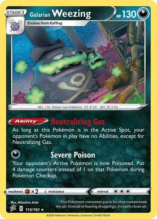 Galarian Weezing 113 Pokemon card from Rebel Clash set