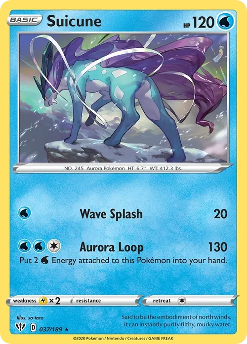Suicune 37 Pokemon card from Darkness Ablaze set